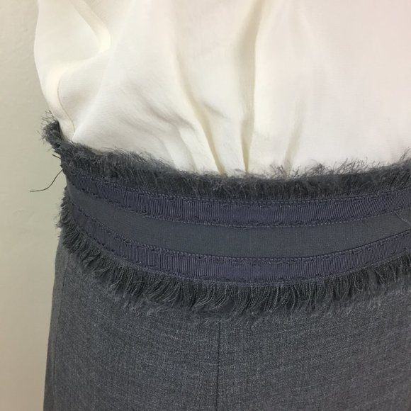 REBECCA TAYLOR Ivory Gray Silk Wool Blend Ruffle Short Sleeve Dress - Picture 9 of 15